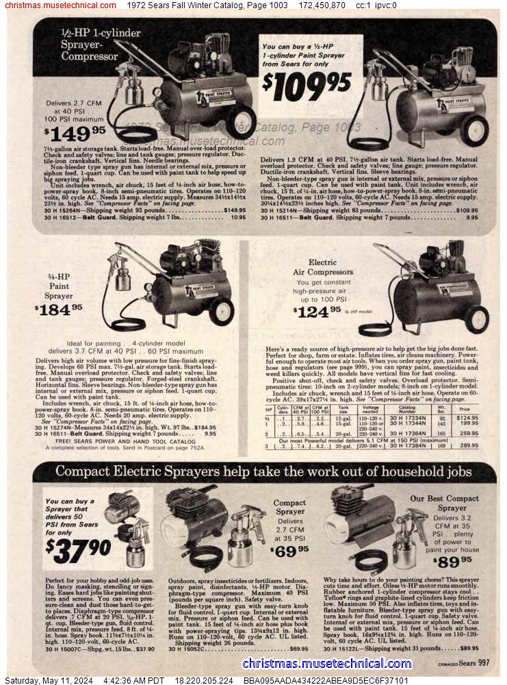 1972 Sears Fall Winter Catalog, Page 1003