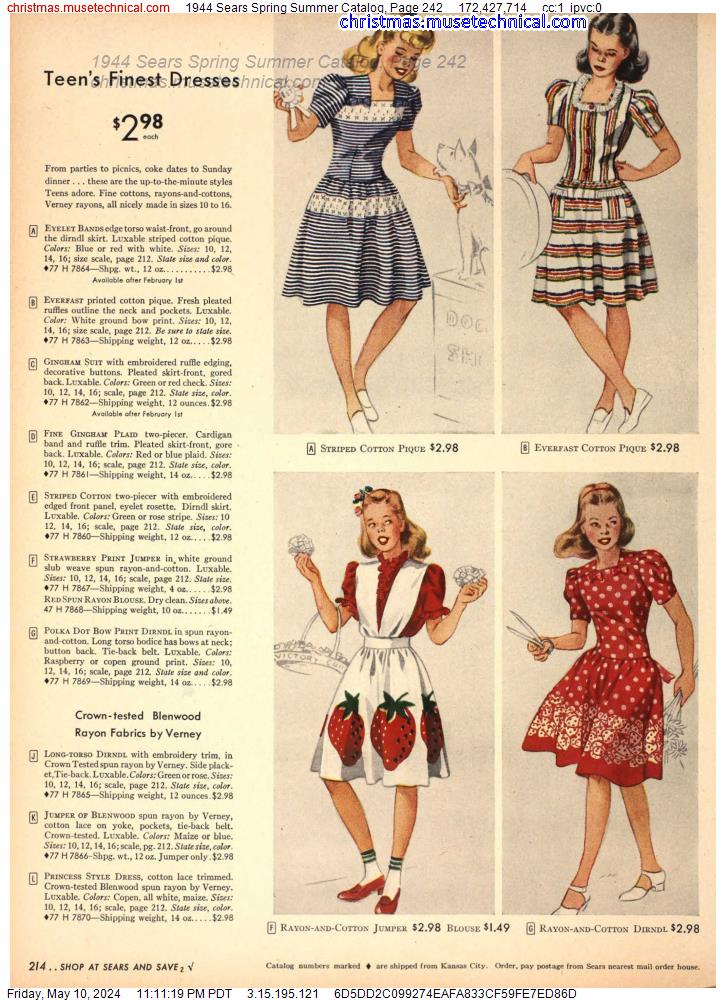 1944 Sears Spring Summer Catalog, Page 242