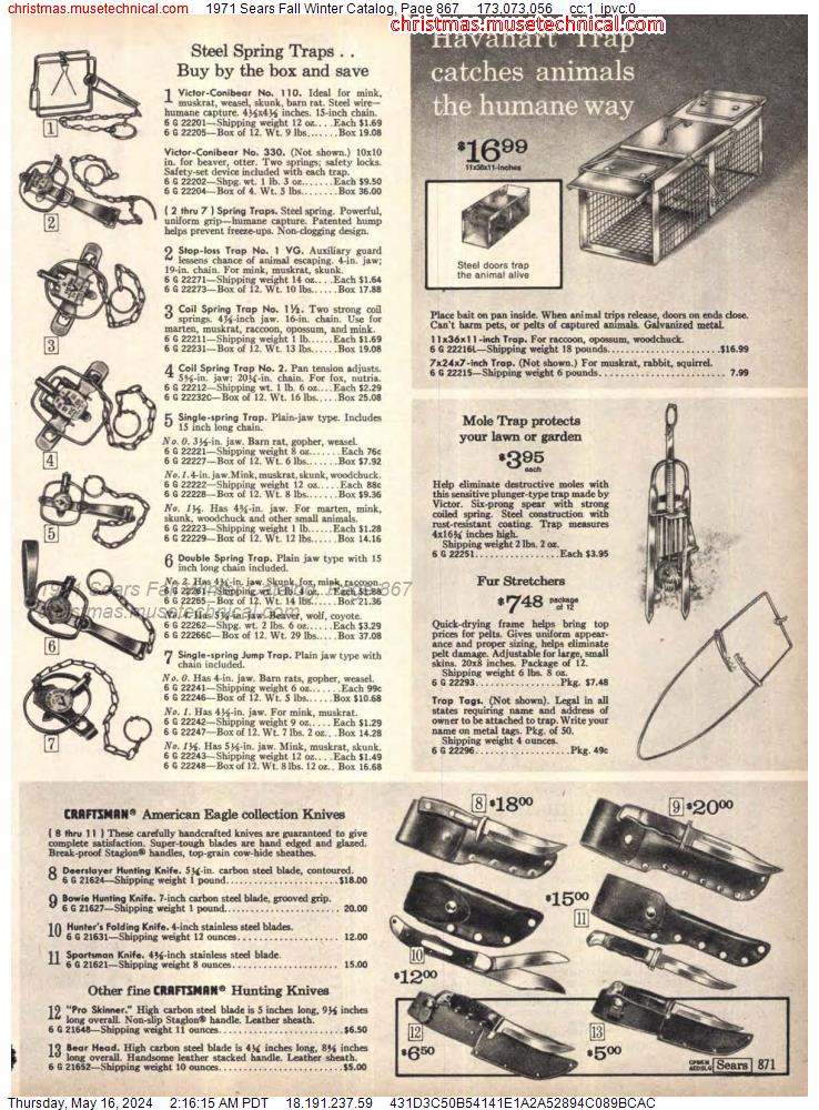 1971 Sears Fall Winter Catalog, Page 867