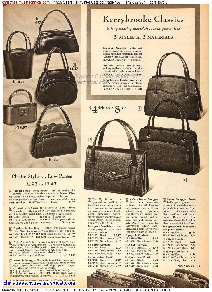 1959 Sears Fall Winter Catalog, Page 167