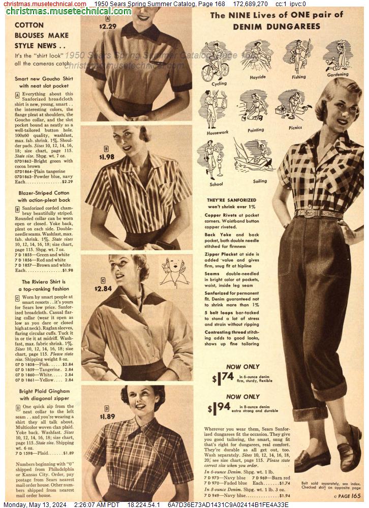 1950 Sears Spring Summer Catalog, Page 168