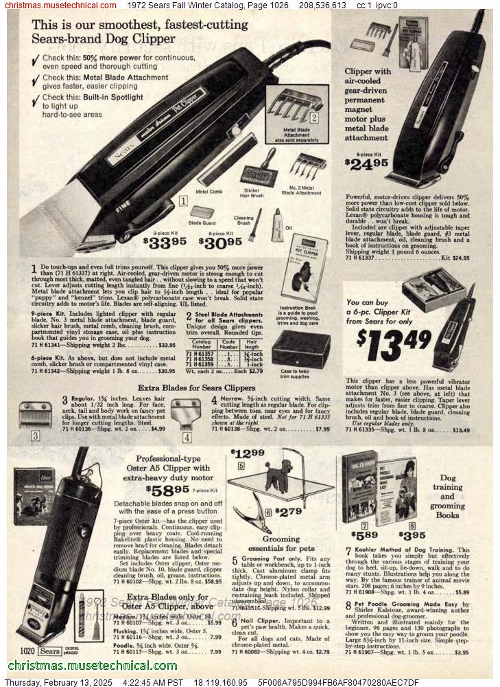 1972 Sears Fall Winter Catalog, Page 1026