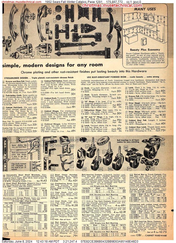 1952 Sears Fall Winter Catalog, Page 1291