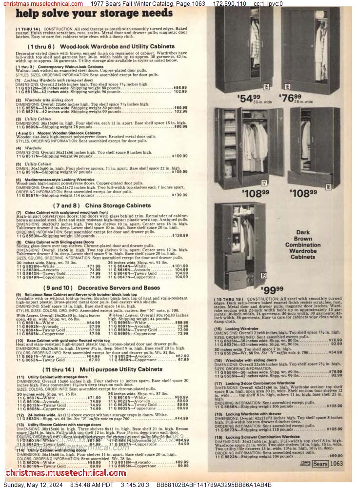 1977 Sears Fall Winter Catalog, Page 1063