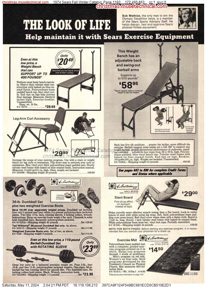 1974 Sears Fall Winter Catalog, Page 1193