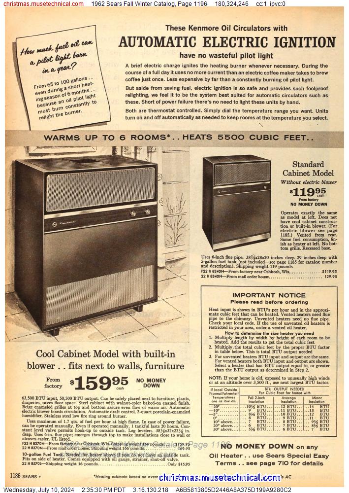 1962 Sears Fall Winter Catalog, Page 1196