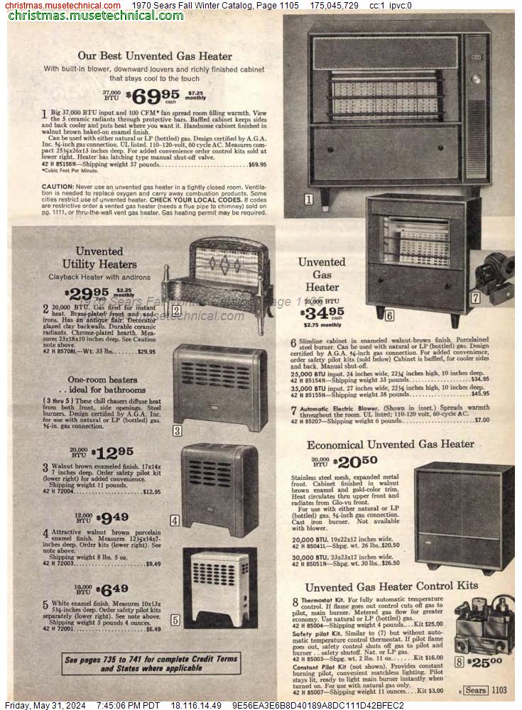 1970 Sears Fall Winter Catalog, Page 1105