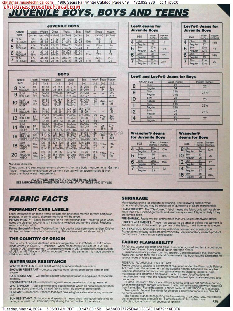 1986 Sears Fall Winter Catalog, Page 649