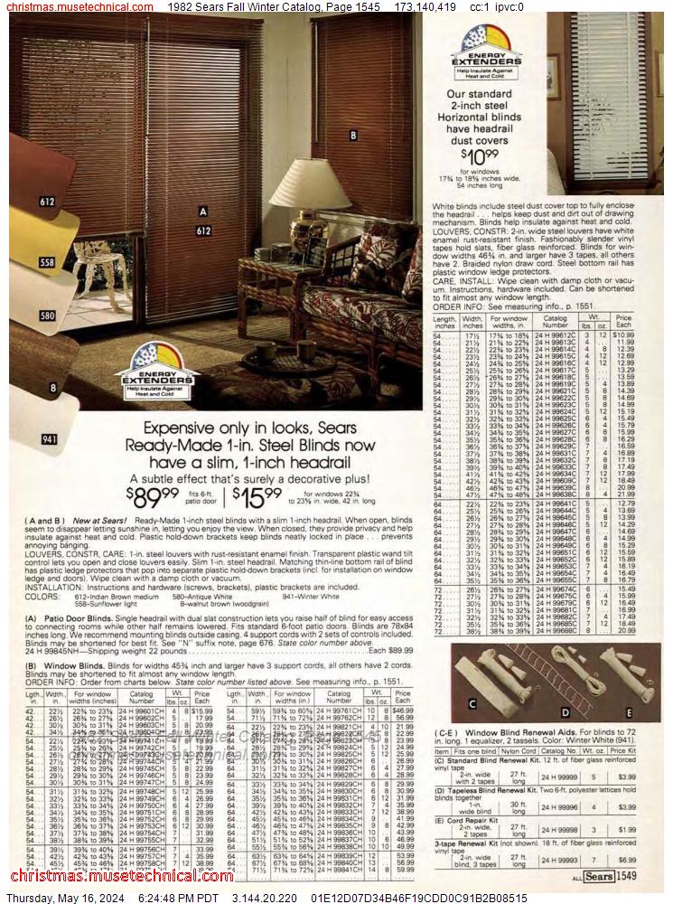 1982 Sears Fall Winter Catalog, Page 1545