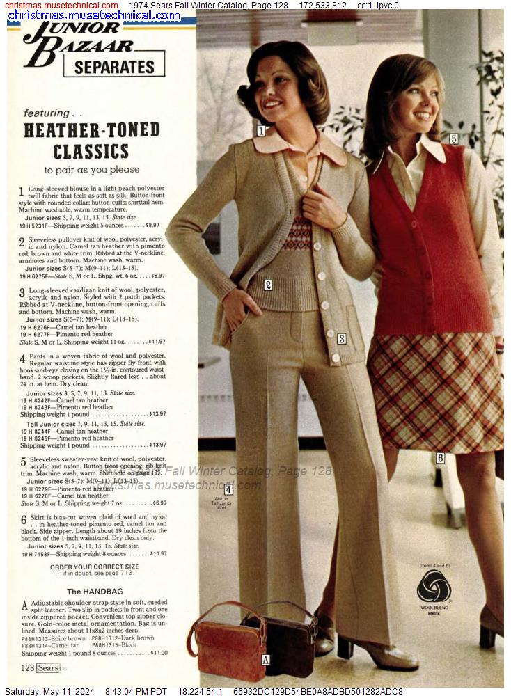 1974 Sears Fall Winter Catalog, Page 128