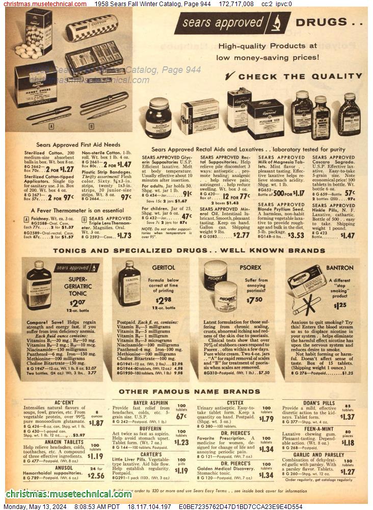 1958 Sears Fall Winter Catalog, Page 944