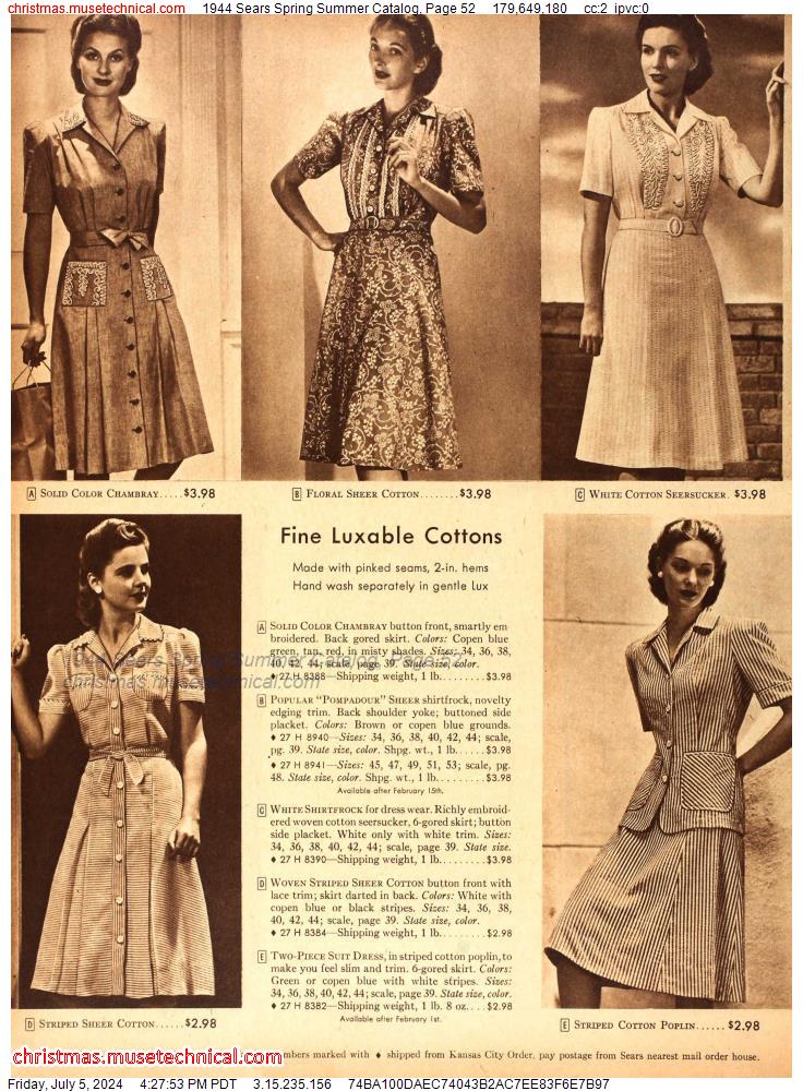 1944 Sears Spring Summer Catalog, Page 52