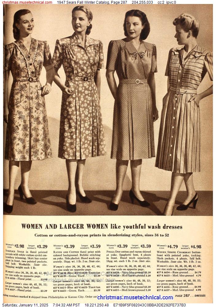 1947 Sears Fall Winter Catalog, Page 287