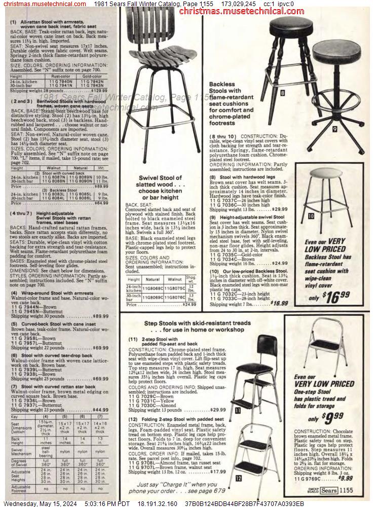 1981 Sears Fall Winter Catalog, Page 1155