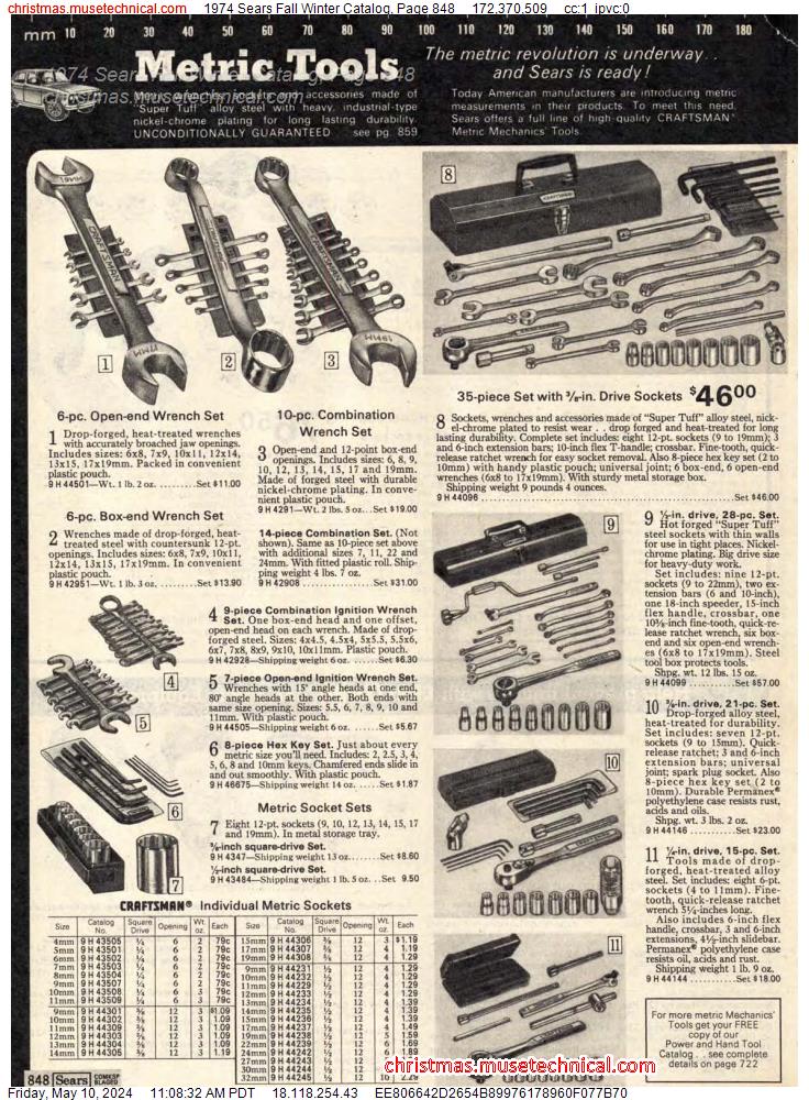 1974 Sears Fall Winter Catalog, Page 848