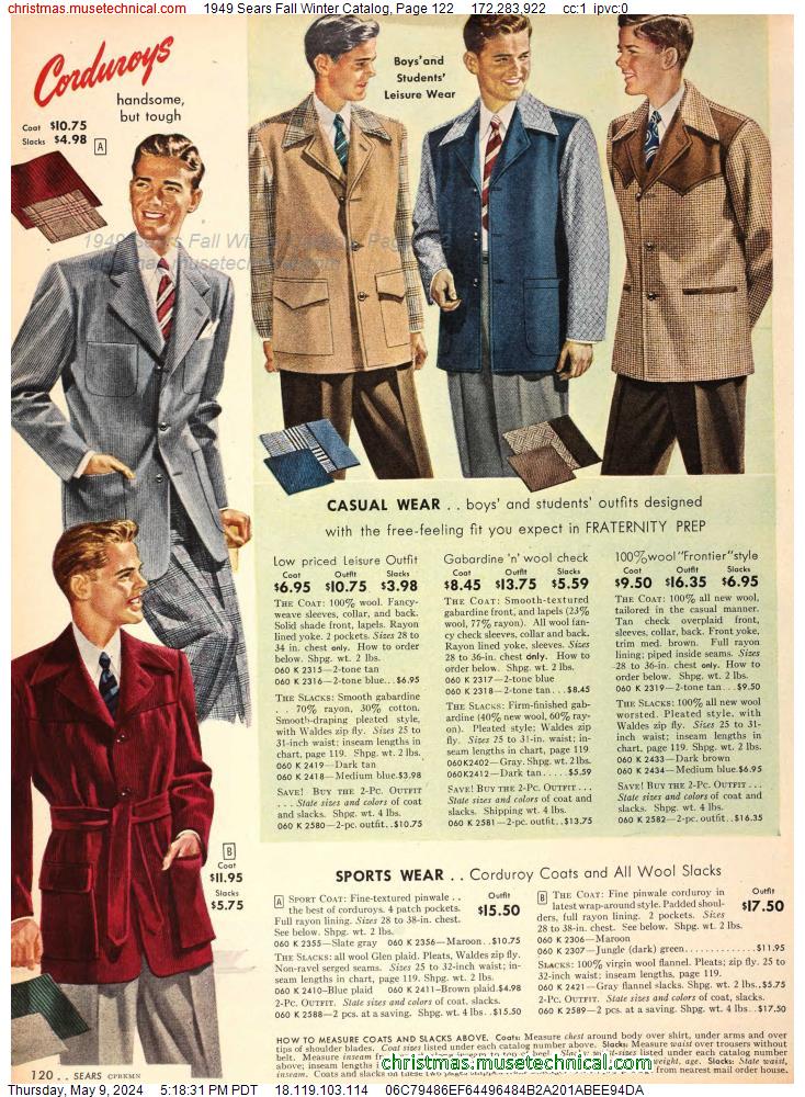 1949 Sears Fall Winter Catalog, Page 122