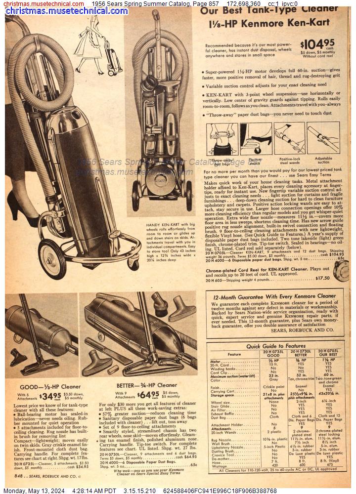 1956 Sears Spring Summer Catalog, Page 857