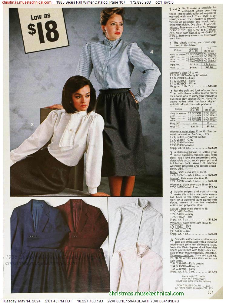 1985 Sears Fall Winter Catalog, Page 107