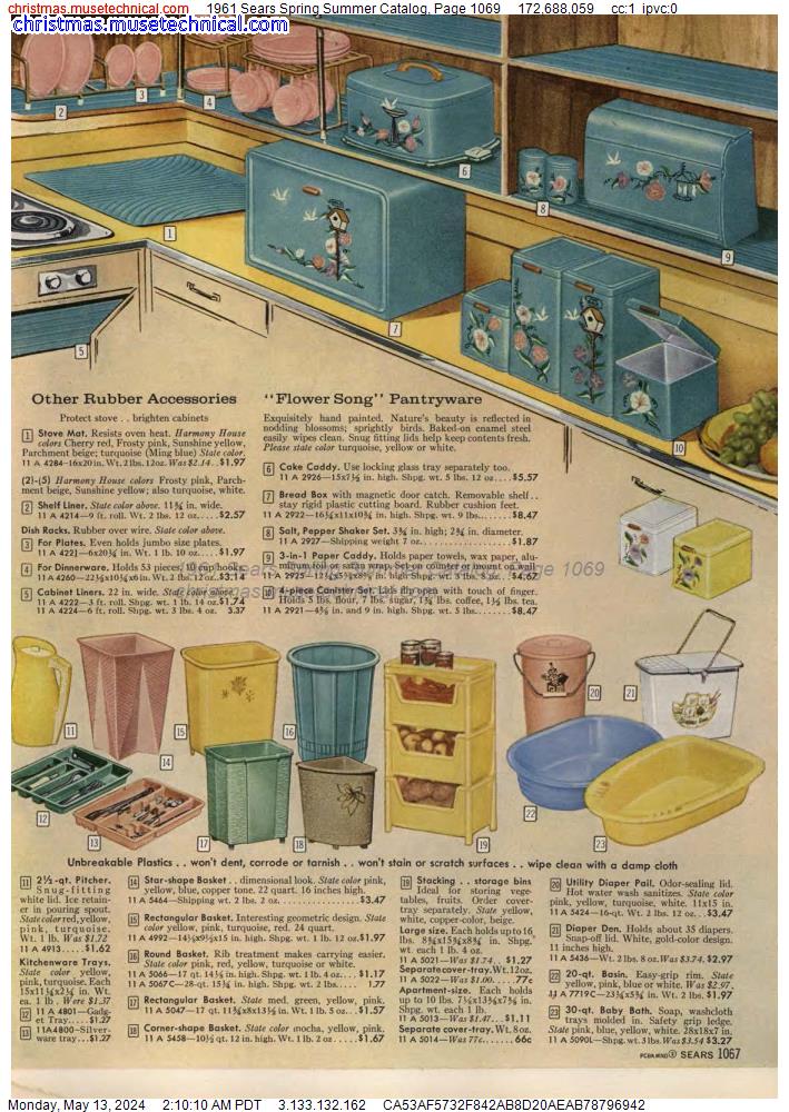 1961 Sears Spring Summer Catalog, Page 1069