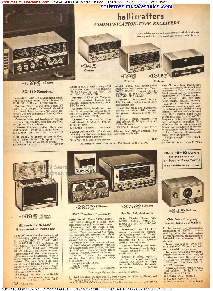 1959 Sears Fall Winter Catalog, Page 1092