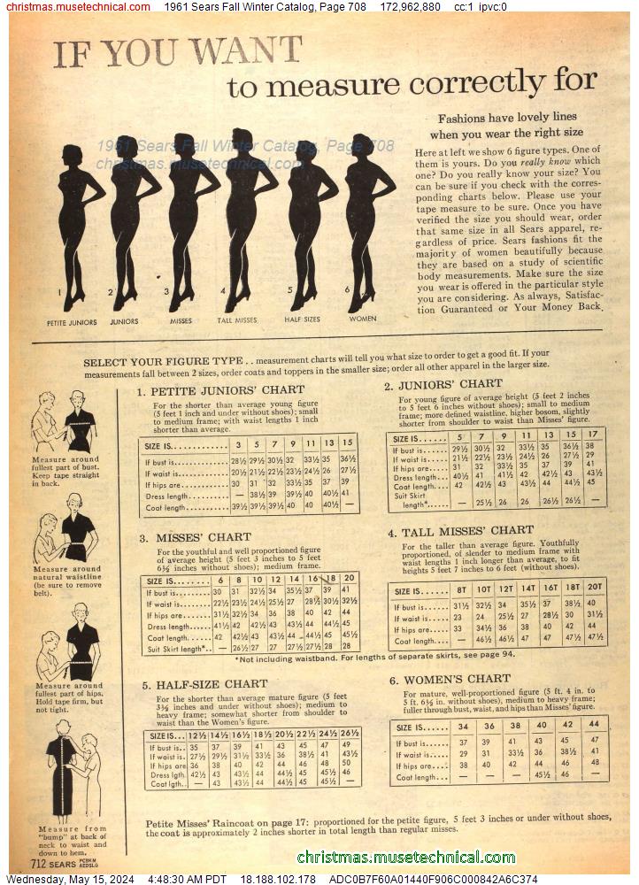 1961 Sears Fall Winter Catalog, Page 708
