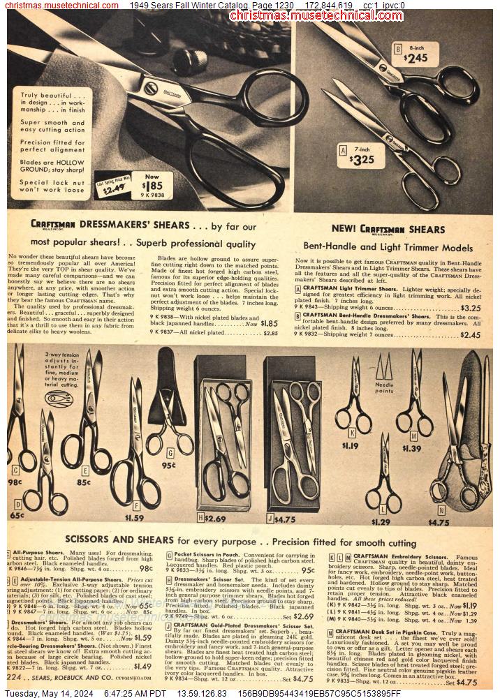 1949 Sears Fall Winter Catalog, Page 1230