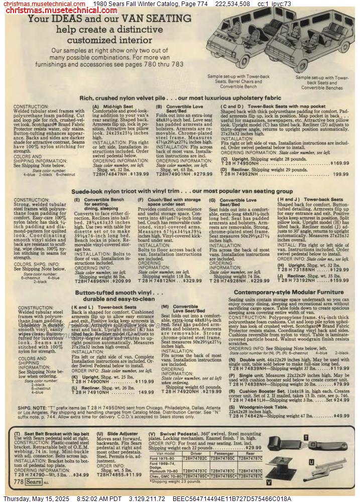 1980 Sears Fall Winter Catalog, Page 774