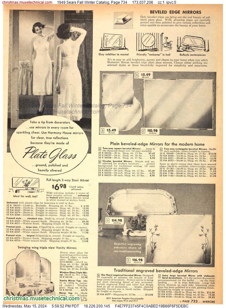 1949 Sears Fall Winter Catalog, Page 734