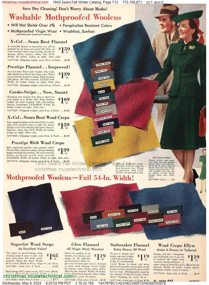 1940 Sears Fall Winter Catalog, Page 713