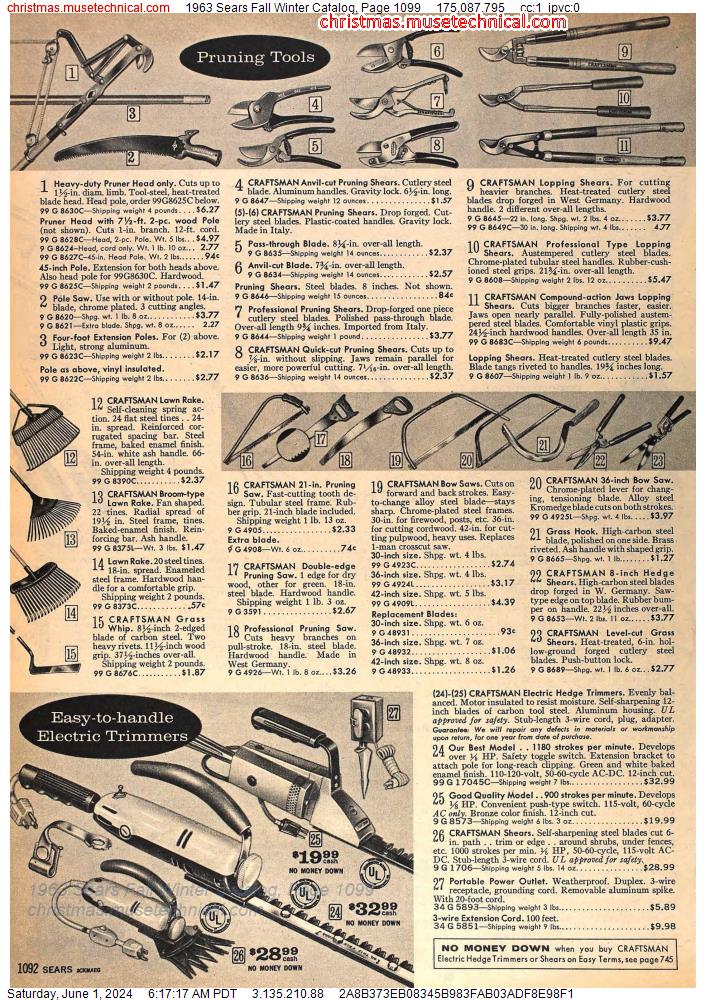 1963 Sears Fall Winter Catalog, Page 1099