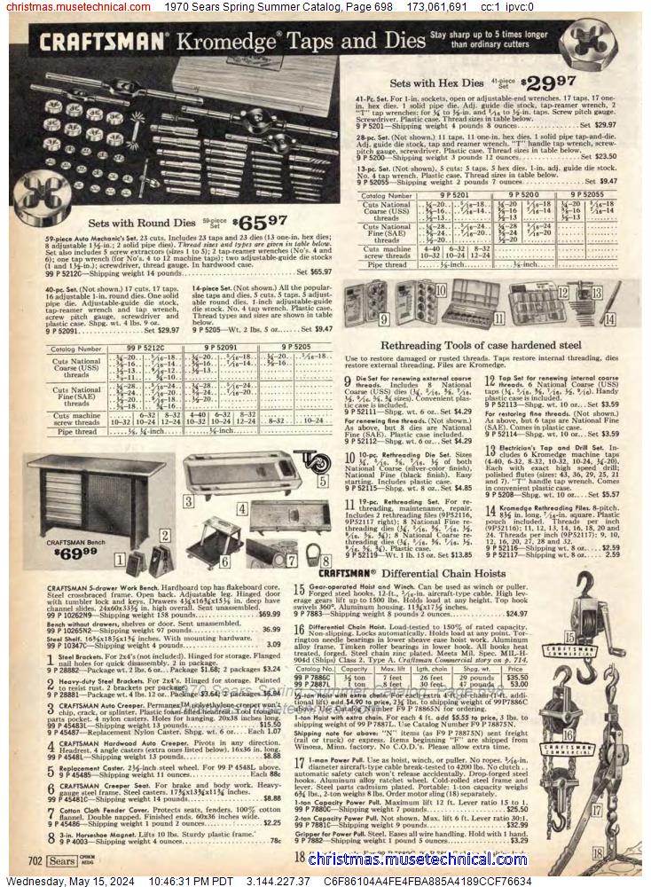 1970 Sears Spring Summer Catalog, Page 698
