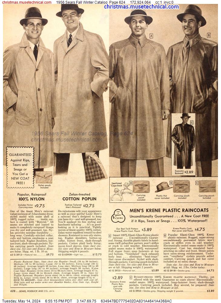 1956 Sears Fall Winter Catalog, Page 624
