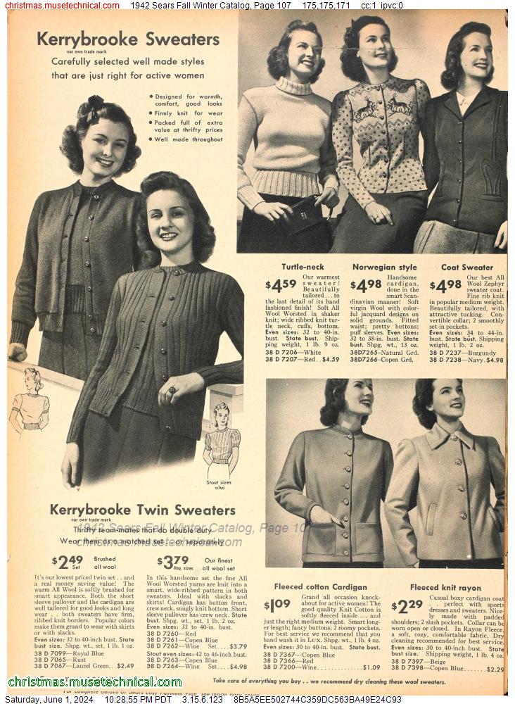 1942 Sears Fall Winter Catalog, Page 107
