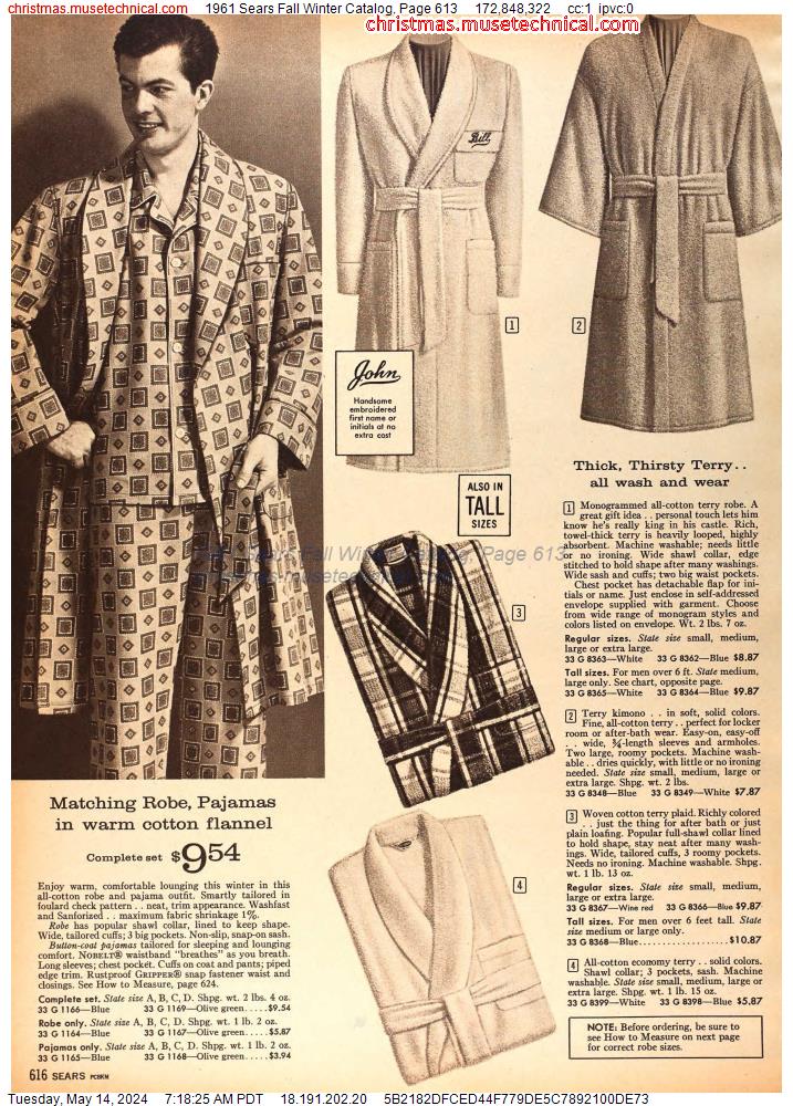 1961 Sears Fall Winter Catalog, Page 613