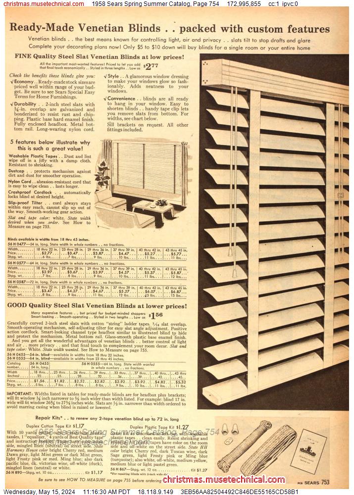 1958 Sears Spring Summer Catalog, Page 754
