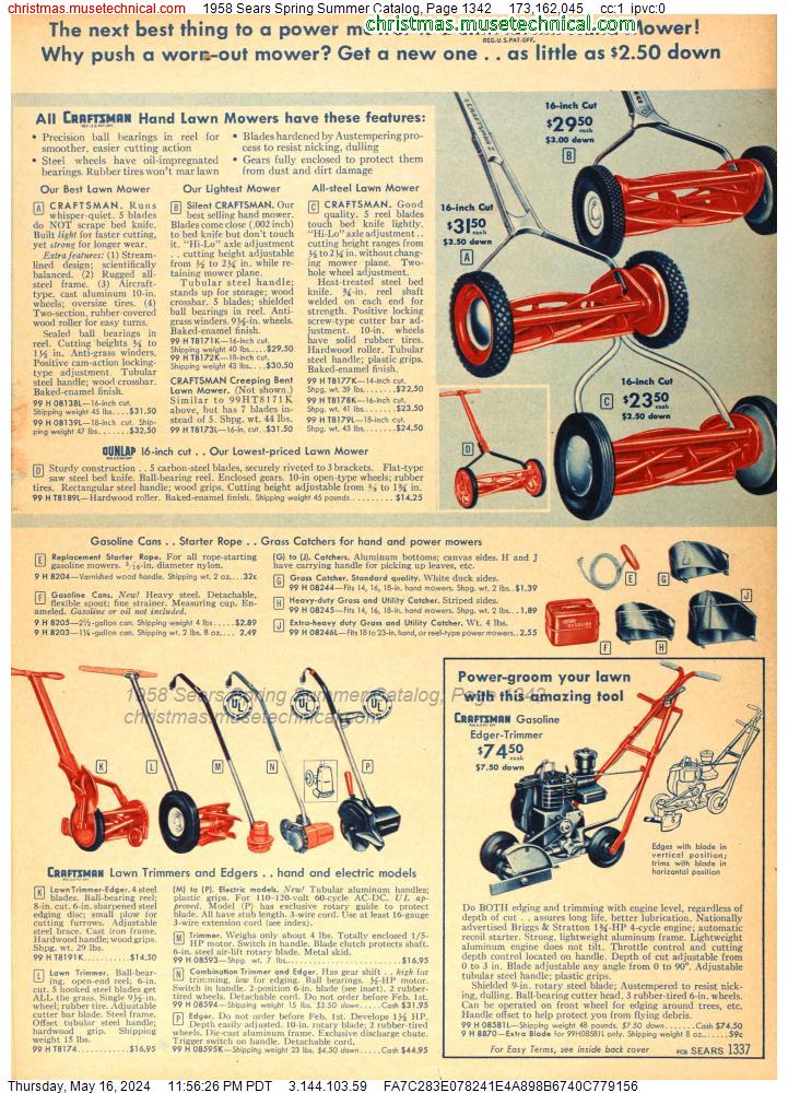 1958 Sears Spring Summer Catalog, Page 1342