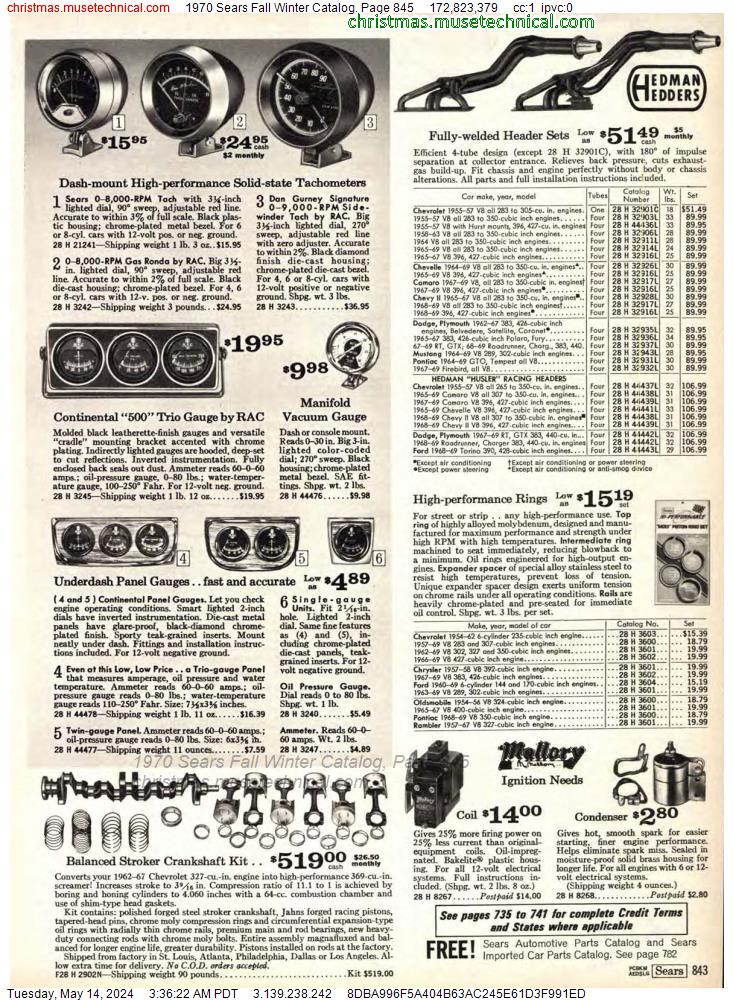 1970 Sears Fall Winter Catalog, Page 845