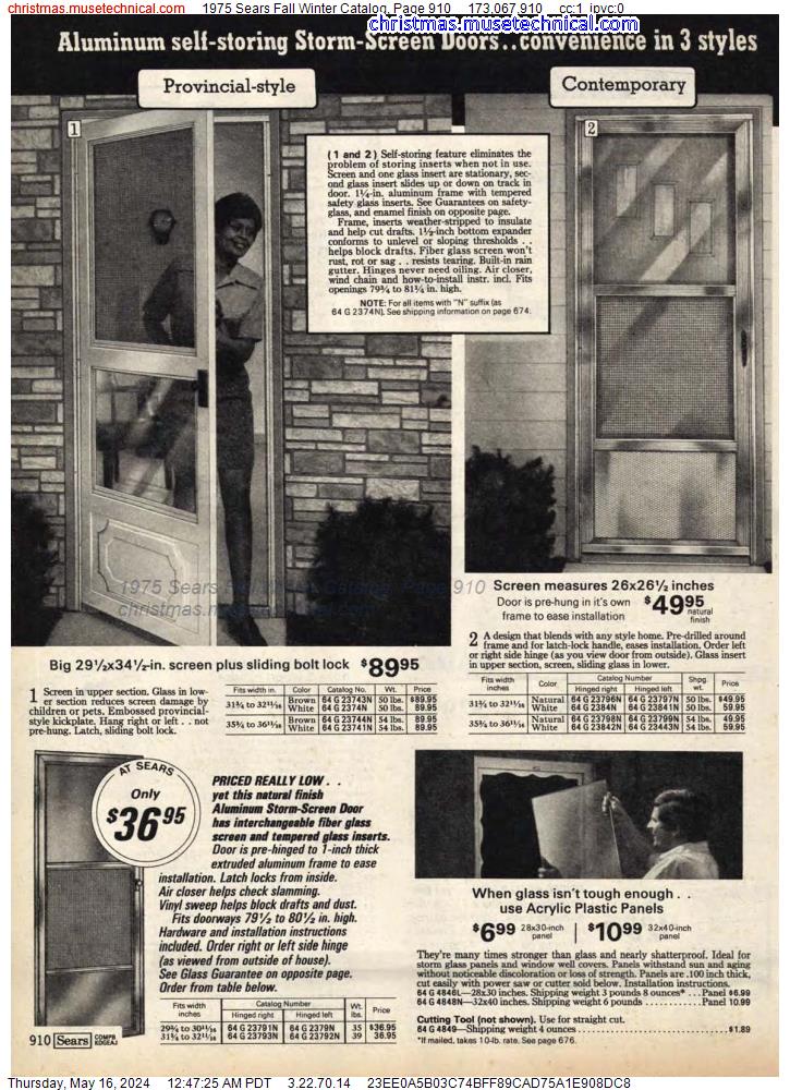 1975 Sears Fall Winter Catalog, Page 910