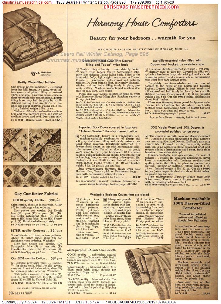 1958 Sears Fall Winter Catalog, Page 896
