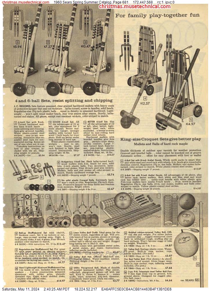 1960 Sears Spring Summer Catalog, Page 681