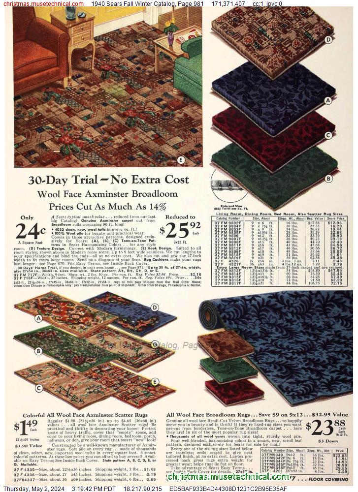 1940 Sears Fall Winter Catalog, Page 981