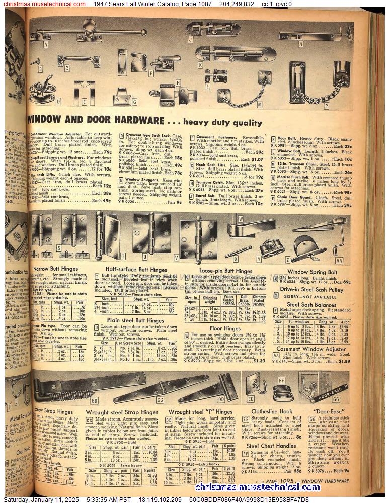 1947 Sears Fall Winter Catalog, Page 1087