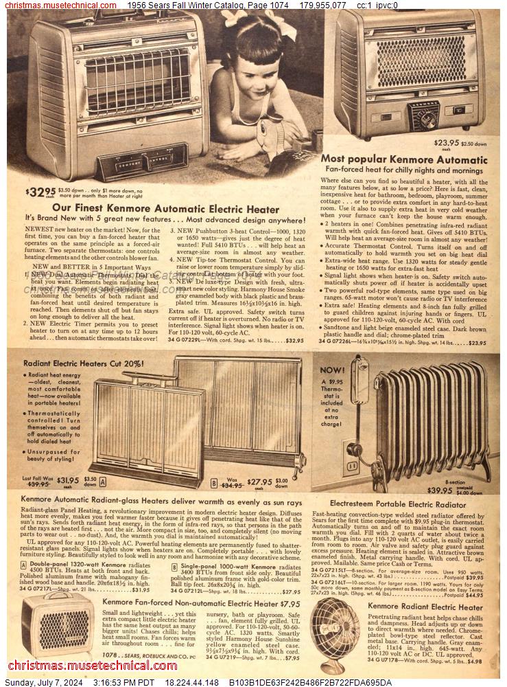 1956 Sears Fall Winter Catalog, Page 1074