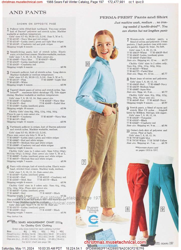1966 Sears Fall Winter Catalog, Page 197