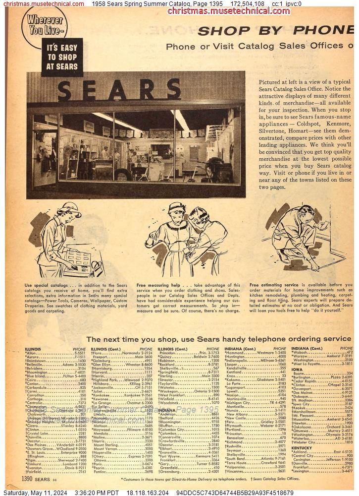 1958 Sears Spring Summer Catalog, Page 1395