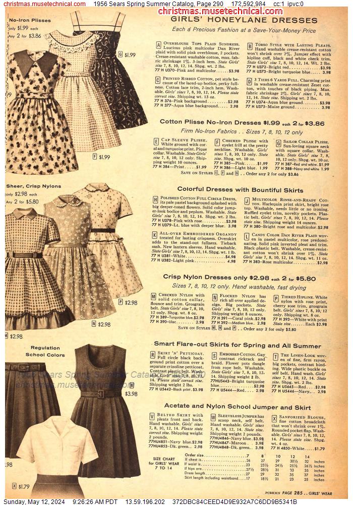 1956 Sears Spring Summer Catalog, Page 290