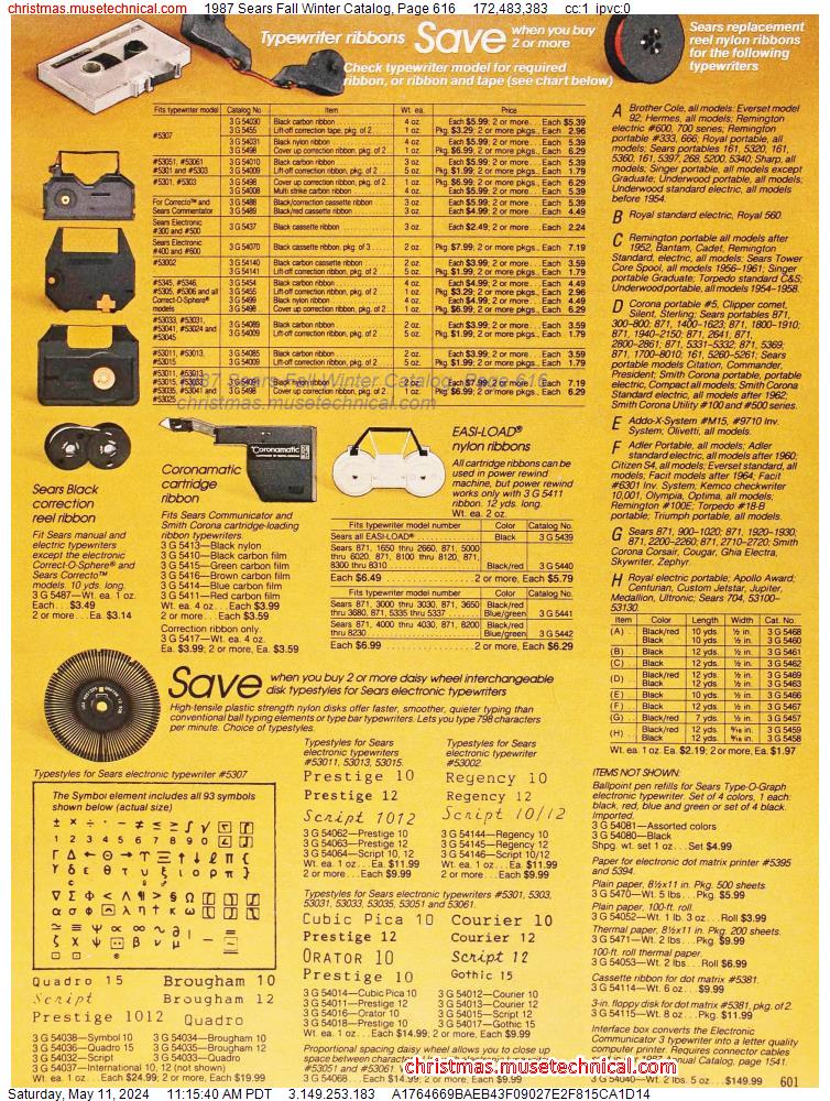 1987 Sears Fall Winter Catalog, Page 616