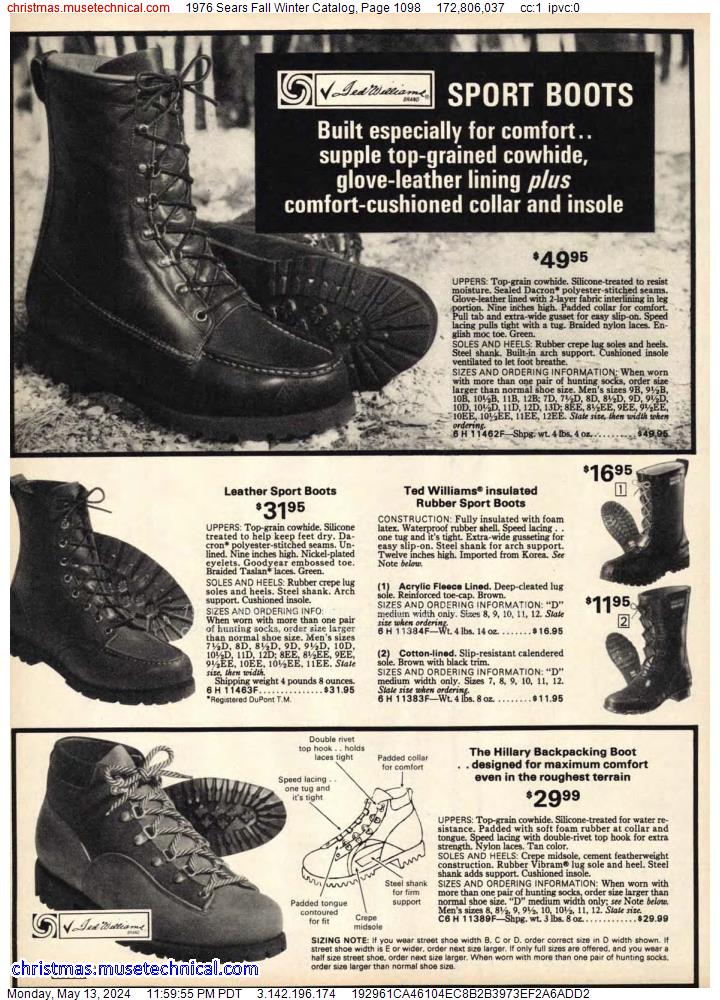 1976 Sears Fall Winter Catalog, Page 1098