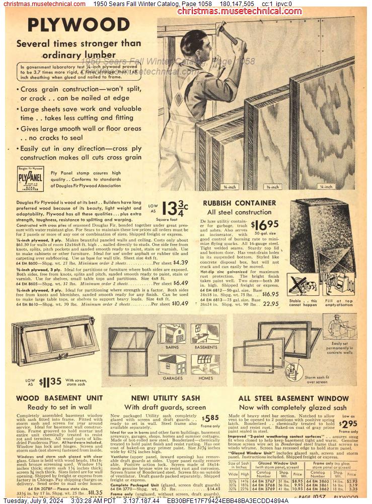 1950 Sears Fall Winter Catalog, Page 1058