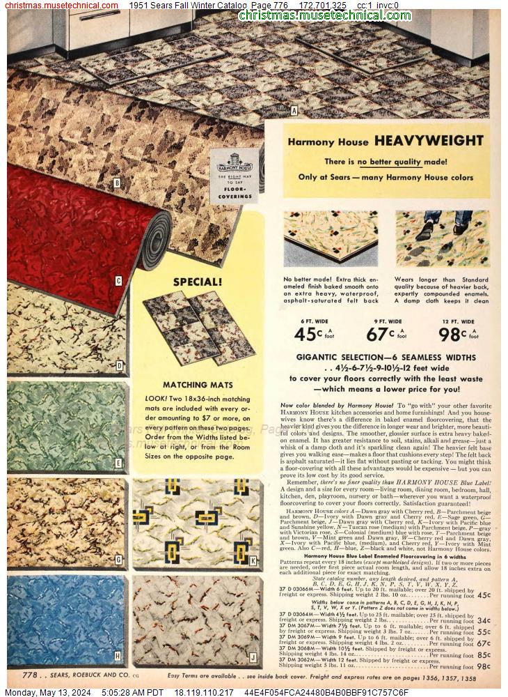 1951 Sears Fall Winter Catalog, Page 776